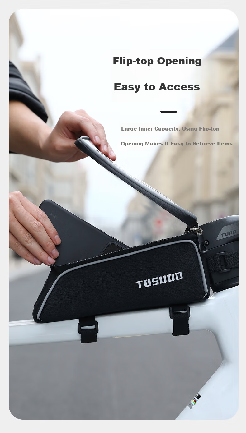 TOSUOD Bicycle Riding Handlebar Touchscreen Front Tube Bag Waterproof Road Bike Frame Bag Phone Bag Cycling Accessories 8