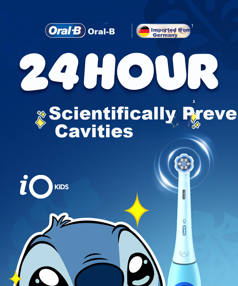 Oral-B Germany Imported Kids Electric Toothbrush Disney Spiderman iO Series 4 Brush Heads 24-Hour Scientific Cavity Protection For Ages 8-12 Round Head Birthday Gift for Children 2