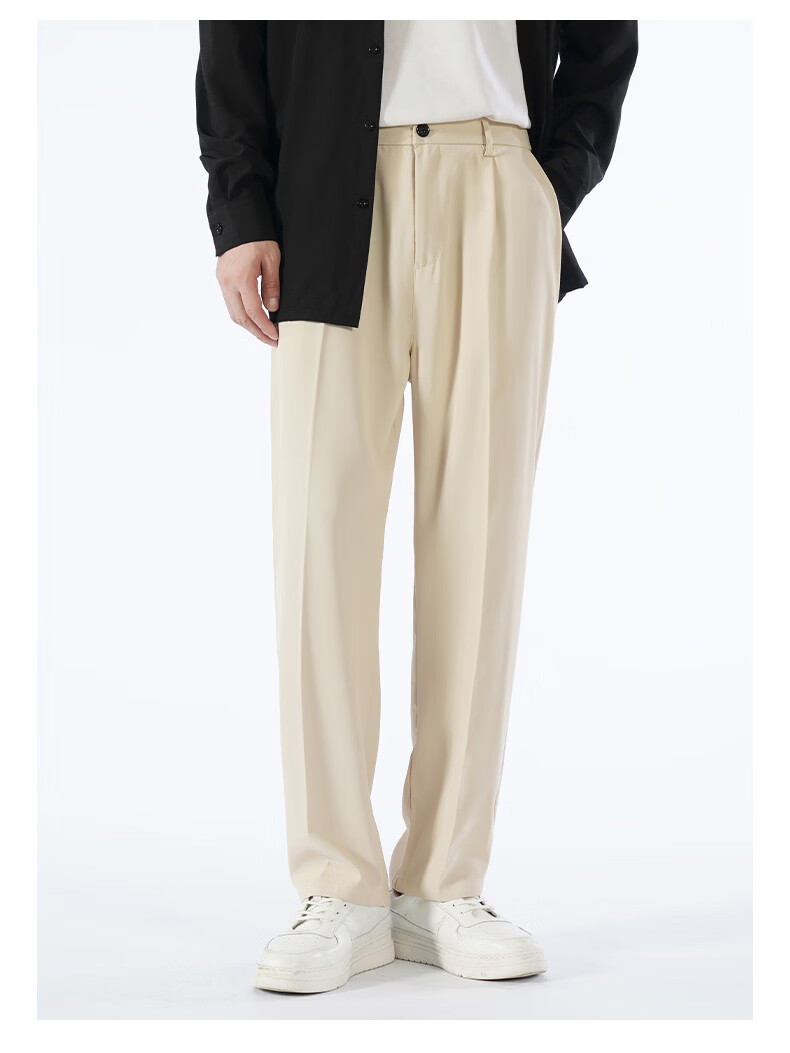 Jeanswest Casual Men's Spring Summer Loose Straight Wide-Leg Long Pants Comfortable Simple Versatile Commuter Trousers Unisex 15