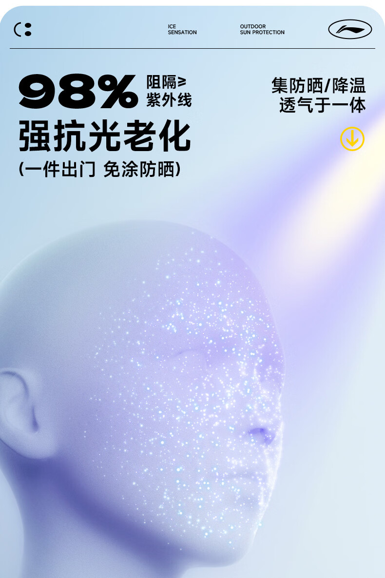 Li-Ning Sun Protection Face Mask for Men And Women, Ice Silk UV-Resistant 3D Sunshade Mask for Running, Cycling, Breathable with Eye Corner Protectio 6