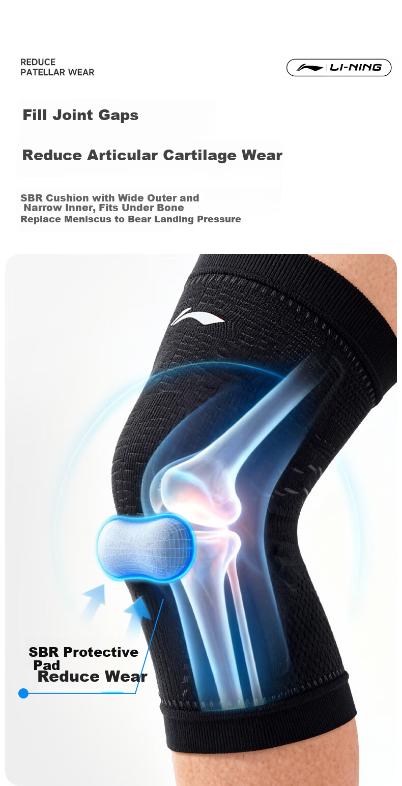 LI-NING Sports Knee Brace Running Men’s Basketball Knee Support Patella Band Warmth for Badminton Hiking 6