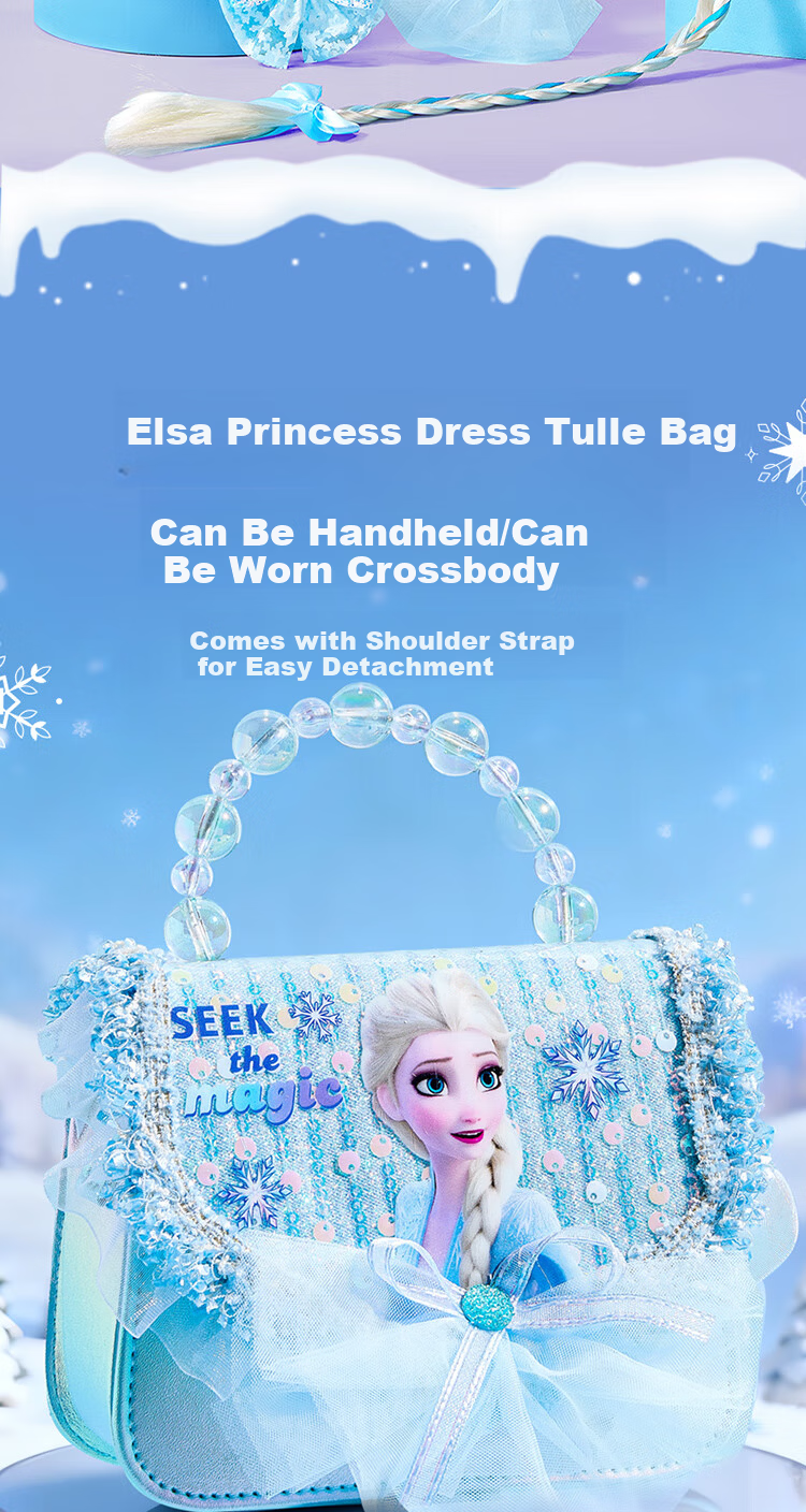 Disney Elsa Princess Bag 3-5 Years Old Girls Handbag Elsa Shoulder Bag Birthday Gift for Little Girls with Gift Box 3