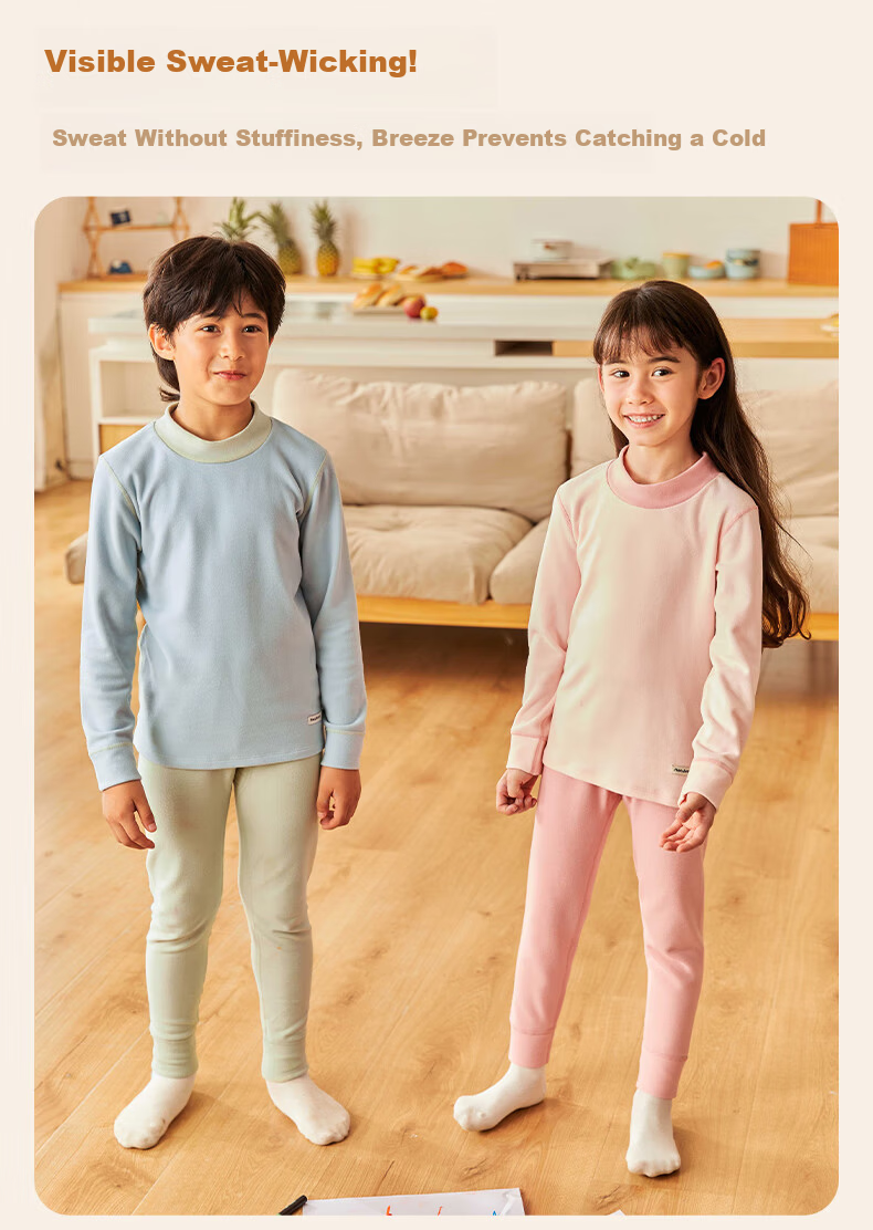 HeyBetter Thick Warm Ginger Heated Children's Thermal Underwear Set Suitable for -15°~0°C 6