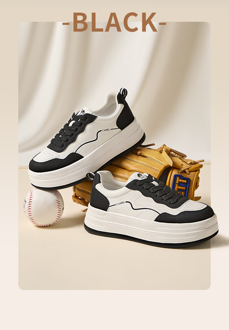 CAMEL Layered Shoes 2nd Generation Women's Versatile Patchwork Sports Casual Thick Sole Sneakers L26S255142 Off-White 38 14