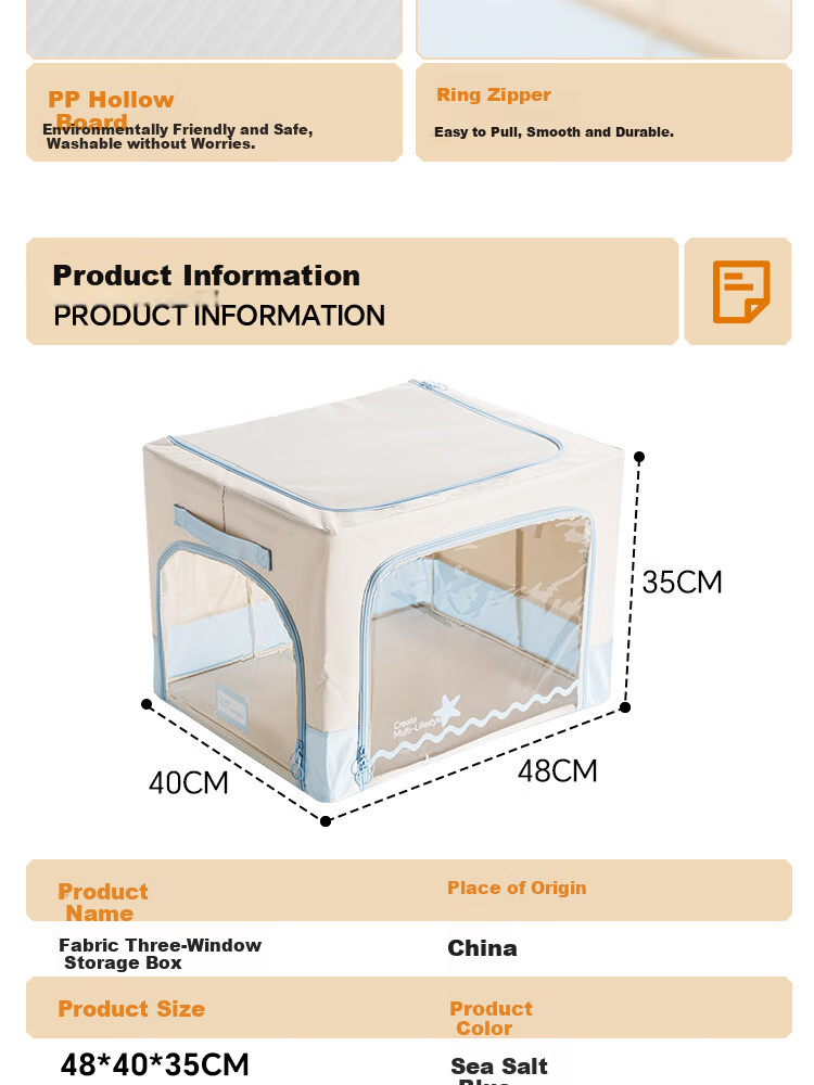 Jicang Fabric Clothes Storage Box with Window, Wardrobe Organizer for Quilt and Clothing Storage 12