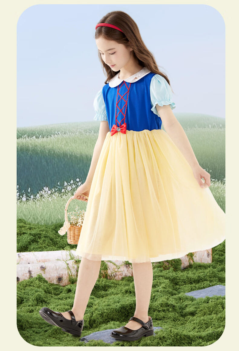 Disney Girls Dress Children's Skirt Spring Summer New Snow White Mesh Long Dress for Older Kids Q069S Snow White 150 8