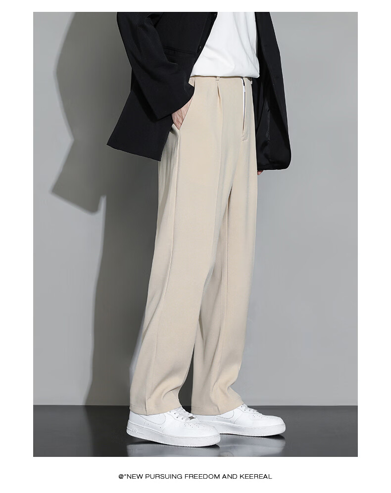 MULINSEN Men's Casual Straight-Leg Dress Pants Solid Color Simple Versatile Black 4XL 14