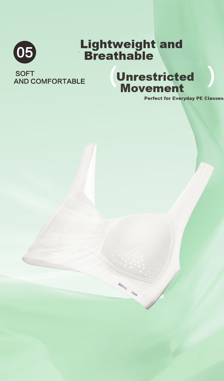 Hodohome Girls' Underwear Development Stage 2 Class A Mesh Breathable Student Wireless Bra 2 Pieces 038 2A80 6