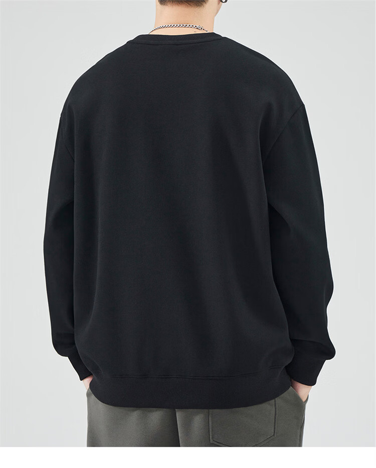 MARK FAIRWHALE Men's Sweatshirt Spring Autumn American Style Casual Long Sleeve T-Shirt Black L 9