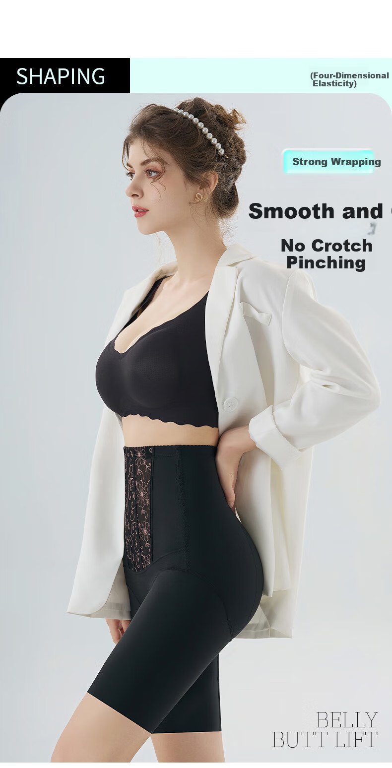 GRACEWELL High-Waist Tummy Control Butt-Lifting Safety Shorts Seamless Antibacterial 3-in-1 Anti-Exposure Non-Chafing Underwear 15