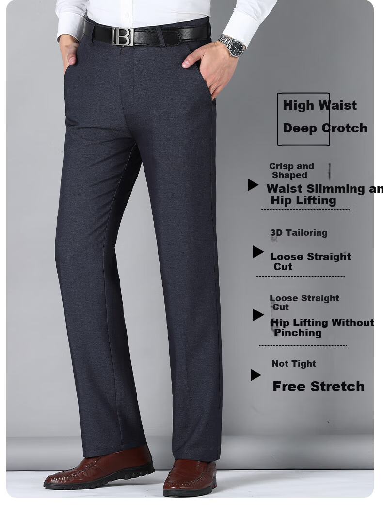 Pierre Cardin Breathable Wrinkle-Resistant Men's Summer Business Formal Straight Casual Trousers Dark Gray 33 23