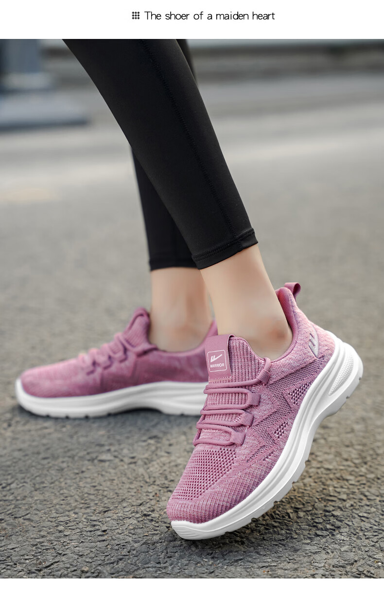 Warrior Women's Summer New Walking Shoes Soft Sole Breathable Mesh Casual Sports Shoes 1979 Purple Size 40 16