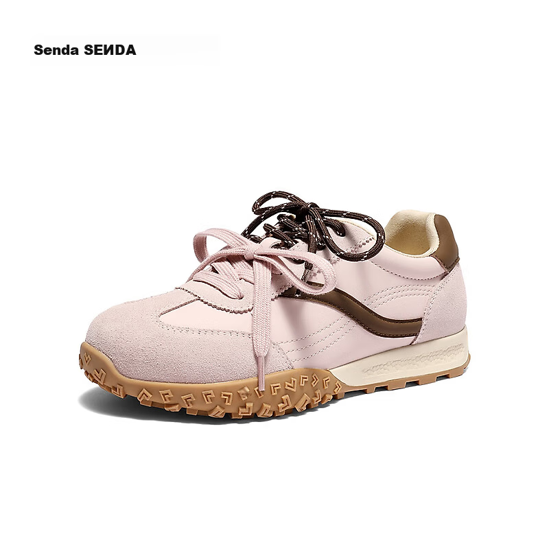 SENDA Women's Agan Shoes 2026 Spring New Outdoor Military Training Sports Thick-Soled Casual Shoes ZTK04AM6 Pink Brown Size 37