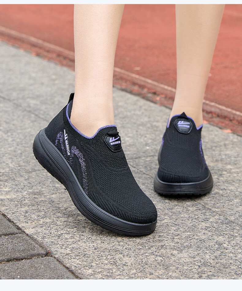 Warrior Elderly Women's Slip-On Breathable Mesh Non-Slip Sports Casual Shoes Black Purple Size 39 Model 2026 15