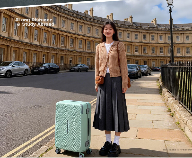 Samsonite 24-Inch Fashionable Large Capacity Business Travel Luggage UO5 Mint Green Checked Suitcase with Trolley and Password Lock 4