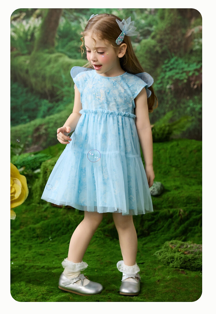 ASK JUNIOR Kids Summer Mesh Princess Dress Toddler Vacation Style Dress 8
