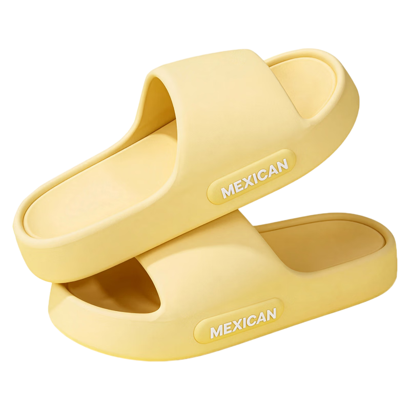 MEXICAN Slippers for Men And Women, EVA Home Use Sandals, Summer Outdoor Wear, Shower Non-Slip Bathroom Indoor Couple Quiet Yellow 38-39