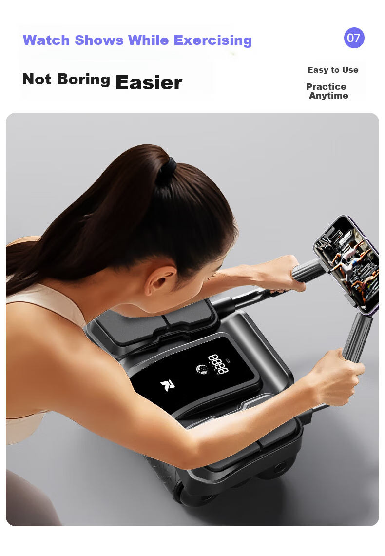 Langwei Smart Ab Roller with Automatic Rebound, Elbow Support, Four Wheels, Unisex Home Use, Belly Fat Reduction and Abdominal Toning Wheel, Ideal Gift Choice 9