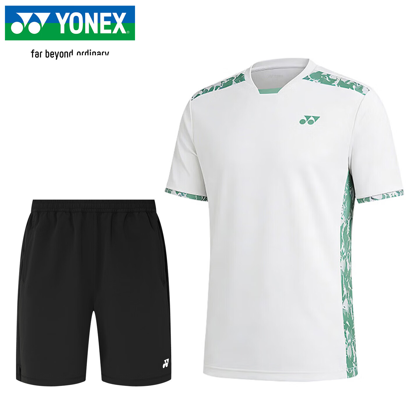 YONEX Badminton Apparel Competition Training Fashion Team Short Sleeve T-Shirt and Shorts Set 1100726BCR White M