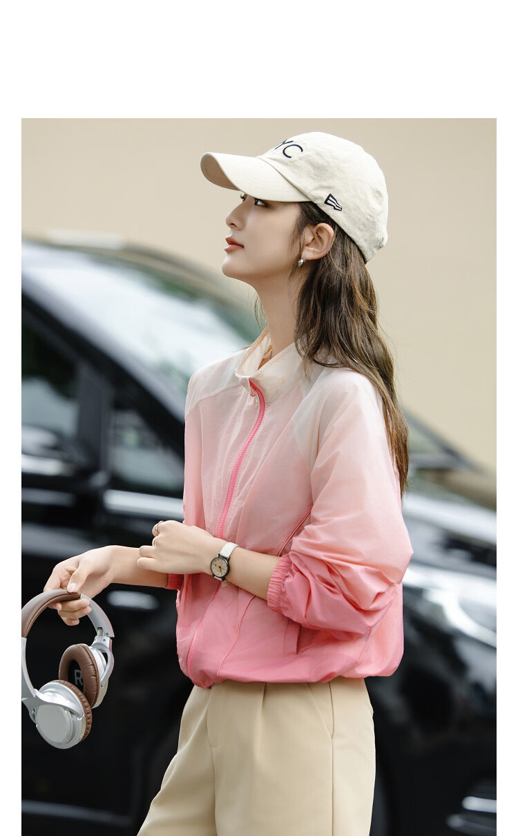 Demana UPF50+ UV Protection Spring Outdoor Stand Collar Gradient Curve Split Loose Women's Jacket 14