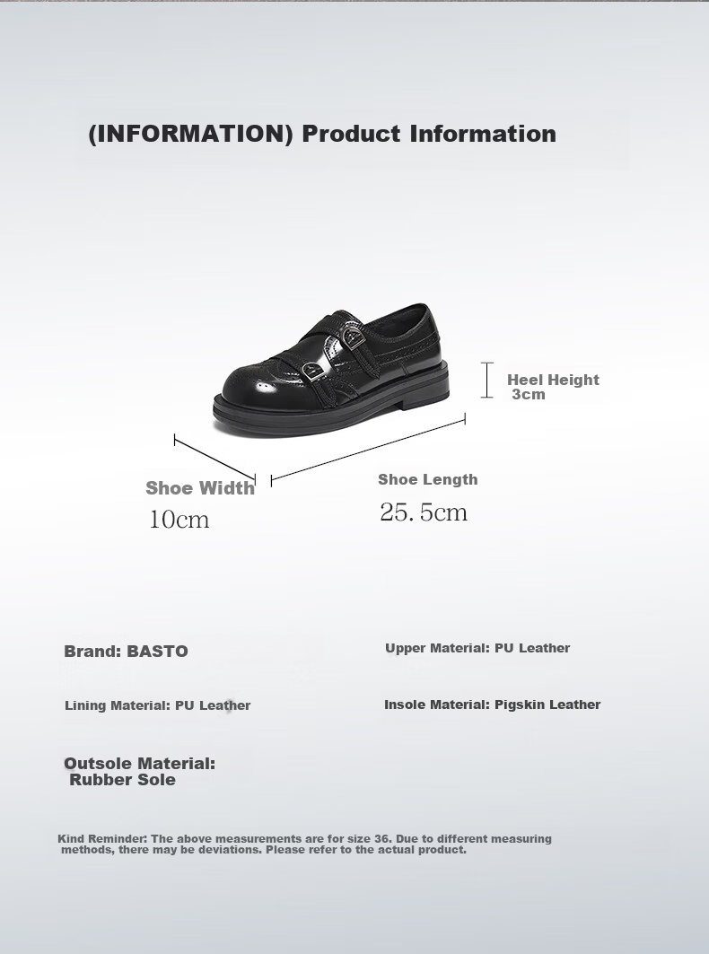 BASTO 26 Spring Loafers Simple College Style Women's Flats D3521AM6 Black 37 4
