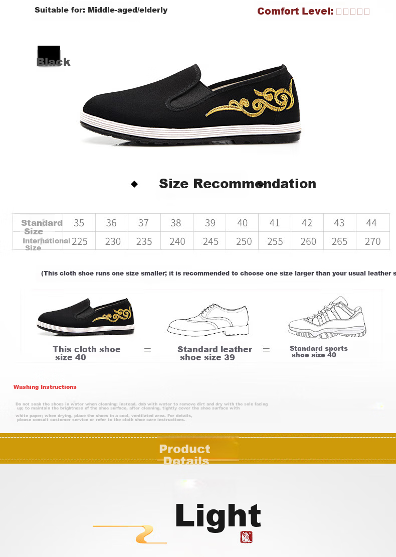 BUSHEYUAN Traditional Men's Cloud Embroidery Casual Layered Sole Old Beijing Cloth Shoes for Men 93X-7718 Black Size 41 3