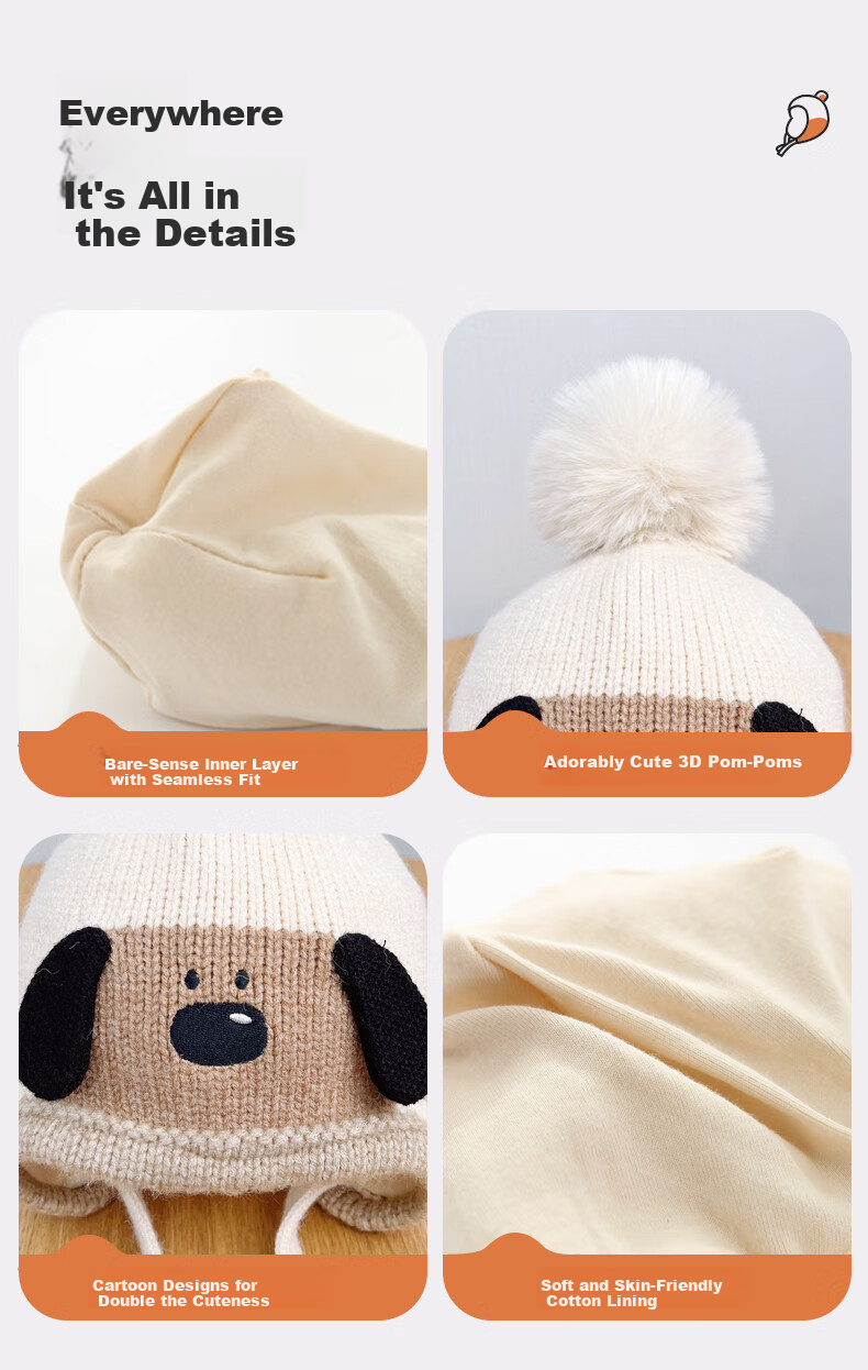 Benaxi Baby Hat Autumn Winter Boys Cute Knitted Hat Infant Winter Wool Hat Outdoor Ear Protection Hat Scarf 11