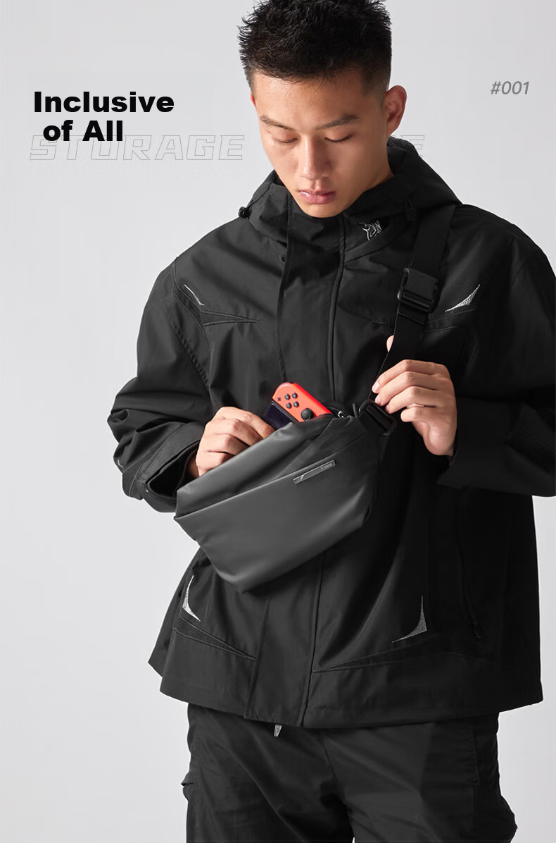 Inateck Large Capacity Crossbody Shoulder Chest Waist Bag Casual Sports Phone Storage Bag Upgraded Version Phantom Night Black 3