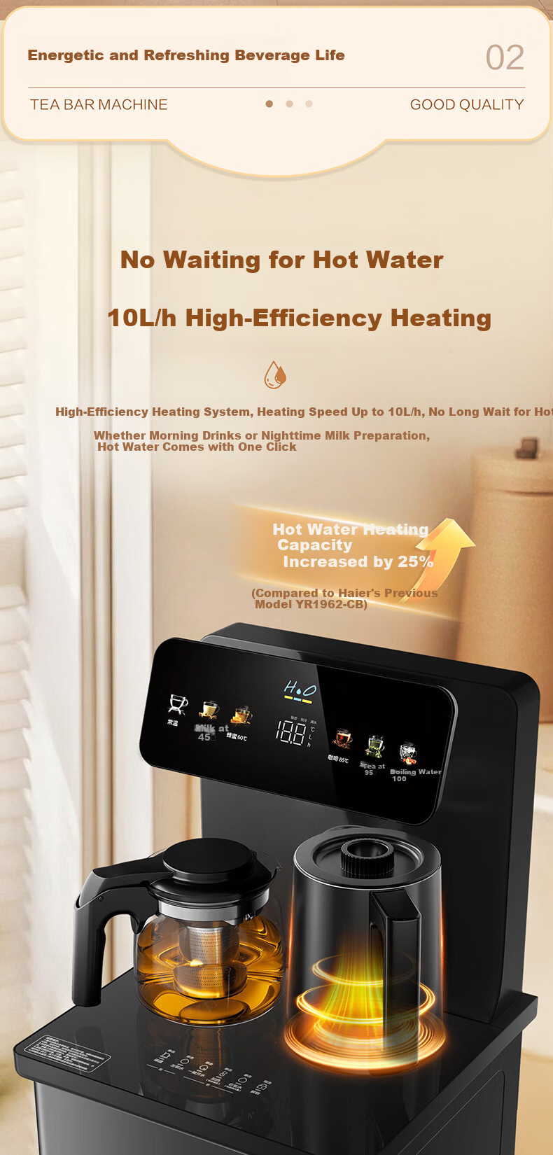 Haier Little Star Tea Bar Water Dispenser Home High-End Living Room Electric Kettle Integrated Automatic Water Supply Bottom-Loading Water Bucket Fully Automatic Smart Tea Bar Cabinet Warm and Hot Mod 11