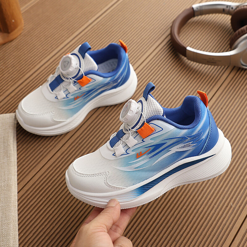 Warrior Kids Boys Running Shoes Children's Sports Shoes Casual Sneakers WZ(CL)-2215 Navy Blue White Size 28