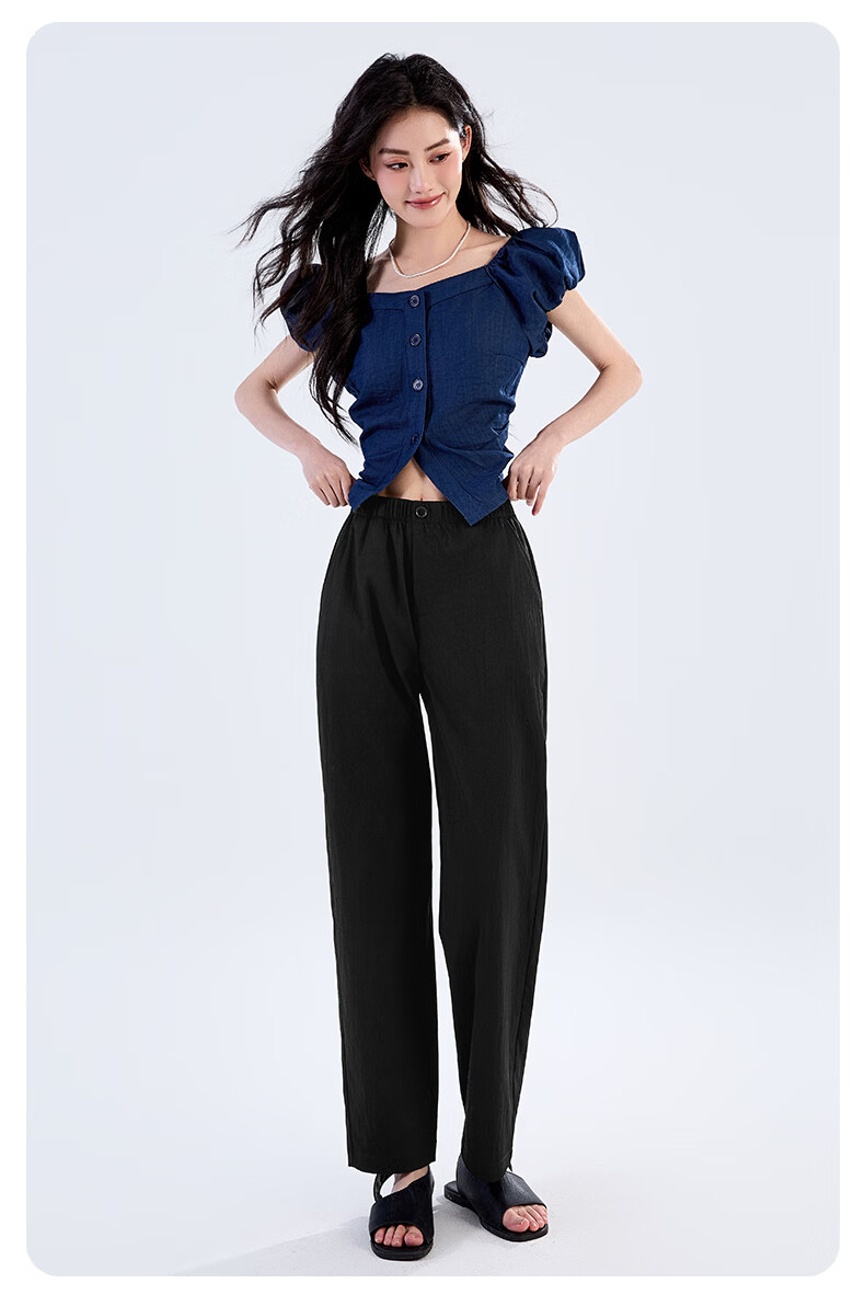 LangSha Straight-Leg Harem Pants for Women, Summer 2026 Thin High-Waist Slimming Nine-Point Straight-Leg Carrot Cigarette Trousers 19