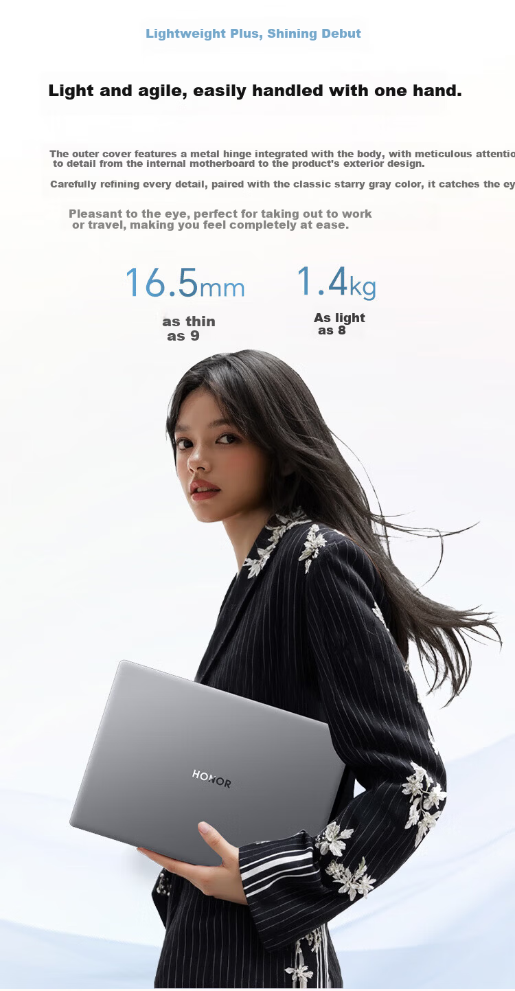 HONOR MagicBook Pro16 2025 AI Lightweight High-Performance Business Laptop U5-225H 32GB 1TB 3K Display Gray with Yihaodian Mouse Pad Set 16