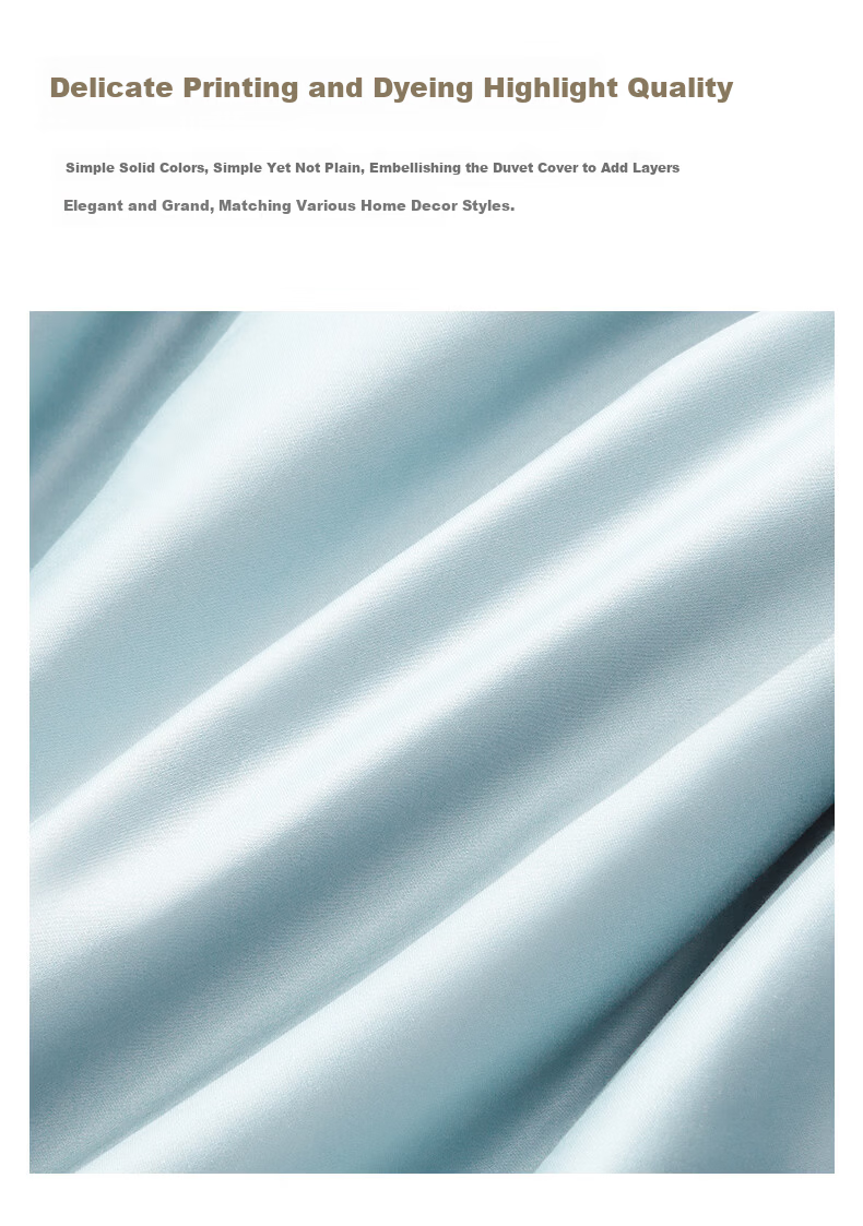 BEYOND Home Textiles 60S Long-Staple Cotton Pure Cotton Duvet Cover Single Set Simple Style (Water Green) 220*240cm 6