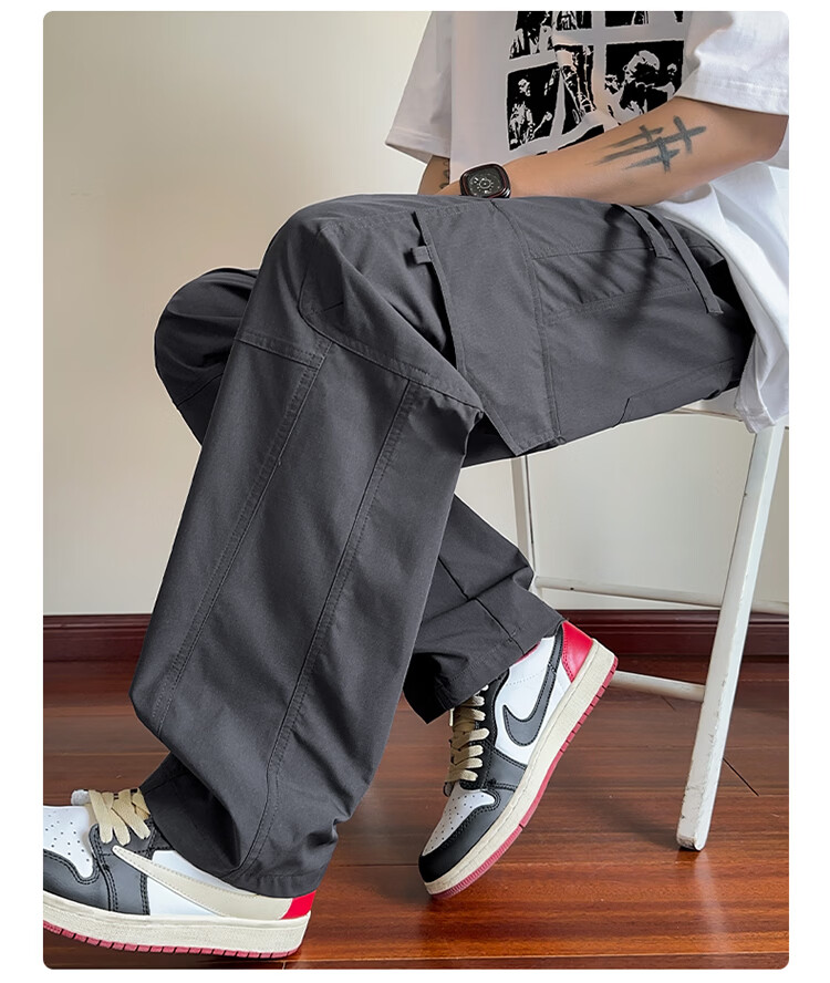 NASA GISS Collaboration Casual Pants Men Loose Fit Straight Leg Breathable Cargo Sports Trousers Black XL 10
