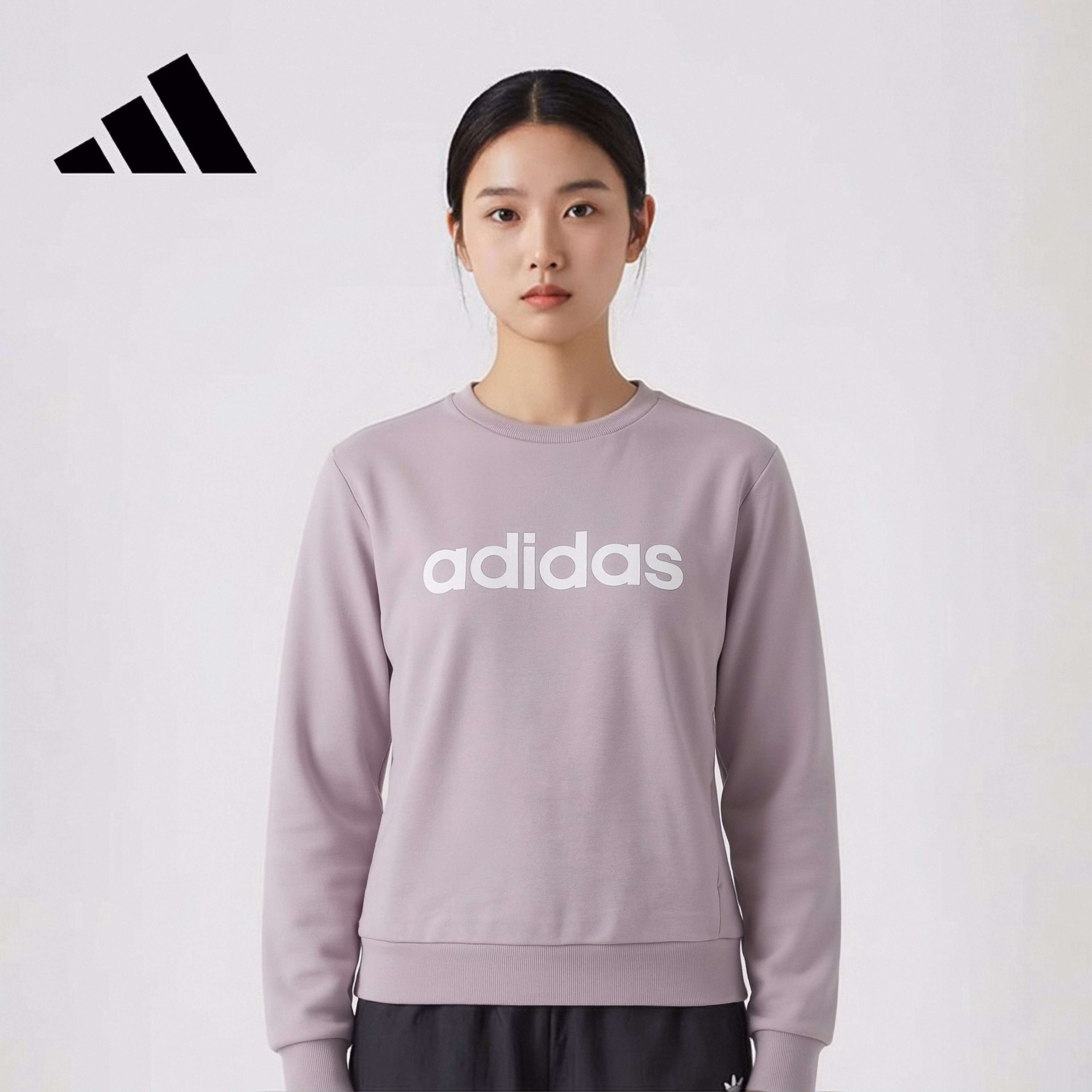 Adidas Women's Fashion Pullover Comfortable Trendy Warm Knit Crewneck Sweatshirt JJ0429
