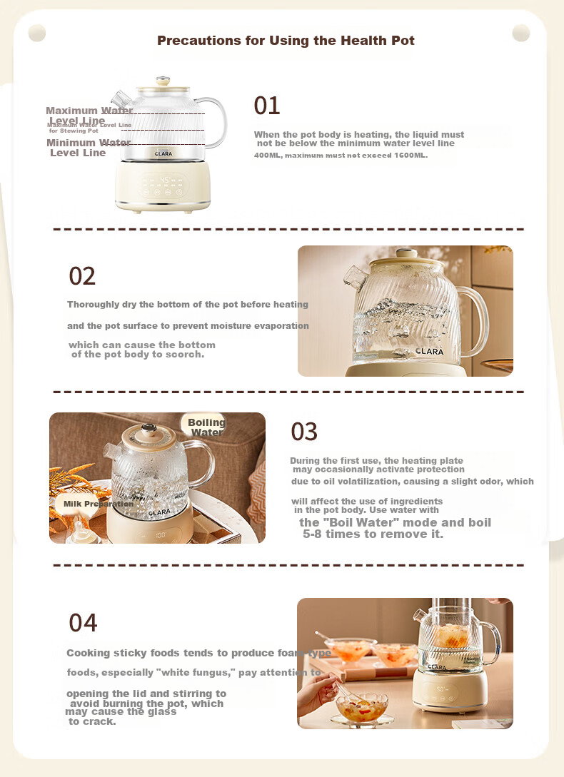 CLARA Glass Health Kettle 1L Temperature Control Tea Maker Electric Kettle for Office and Home (Standard Version) 21