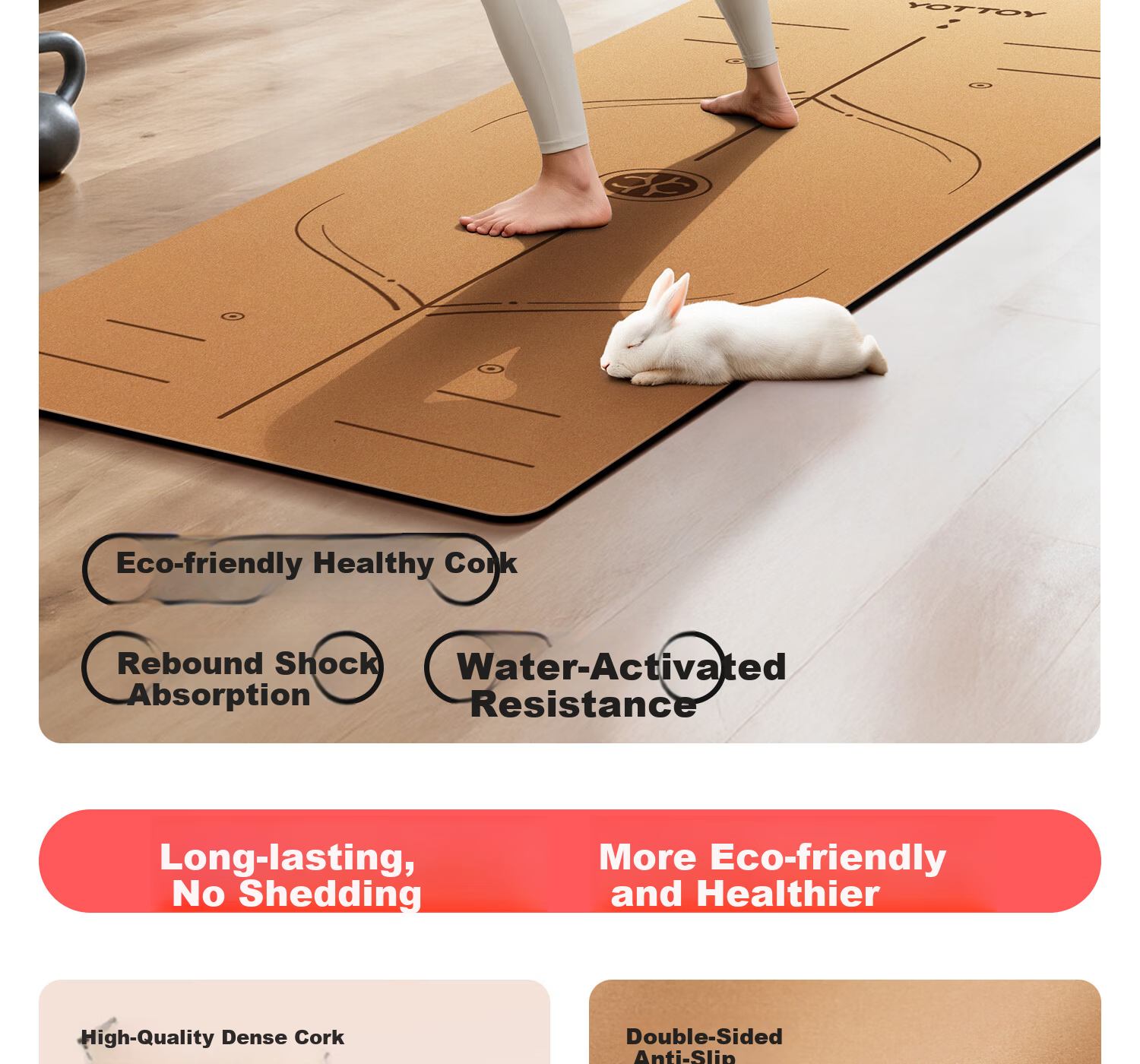 Yottoy Cork Natural Rubber Yoga Mat Fitness Mat Home Use 2025 New Professional Non-Slip Shock Absorption Silent Thickened Sports Mat 2