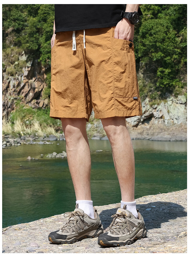 ROMON Men's Ice Silk Summer Quick-Dry Breathable Thin Five-Point Sports Beach Shorts 18