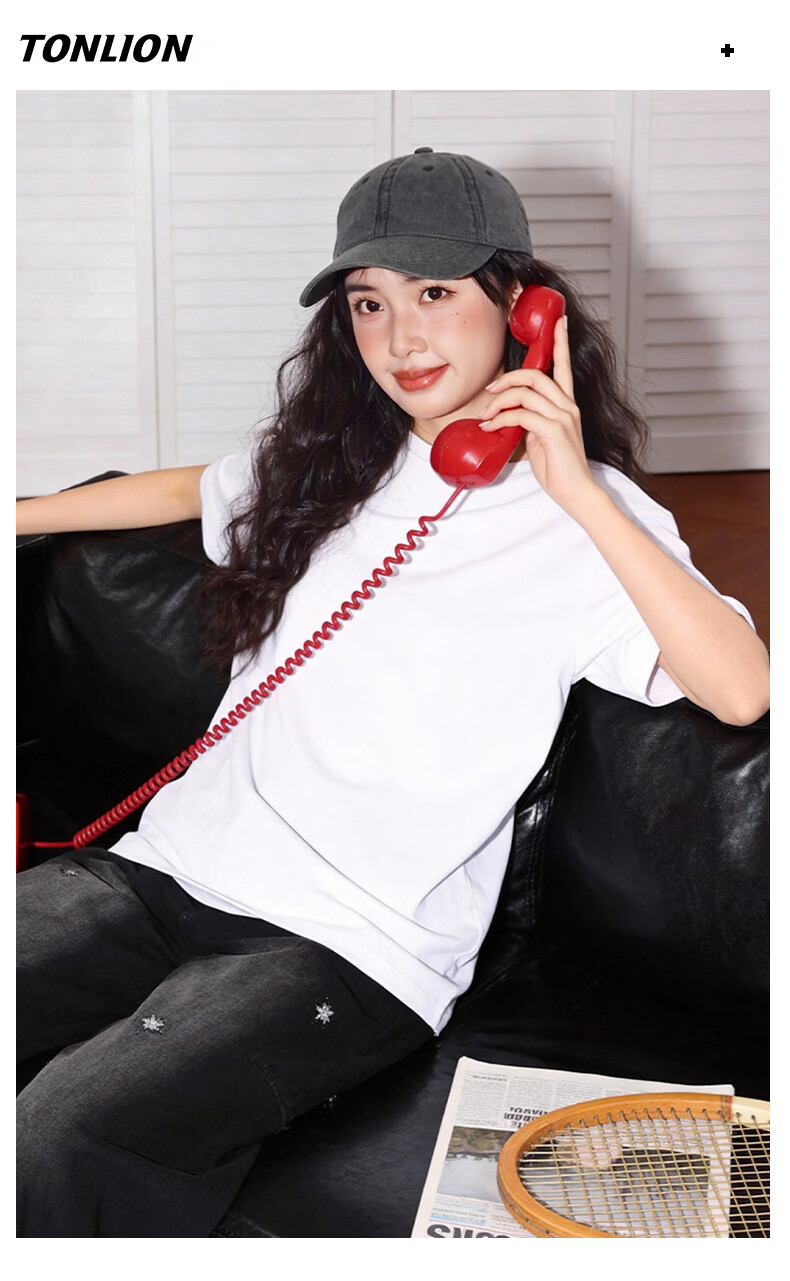 TonLion Women's Pure Cotton Heavyweight Soft Cotton Short Sleeve T-Shirt Casual Cartoon Design Crew Neck Summer New Arrival 9