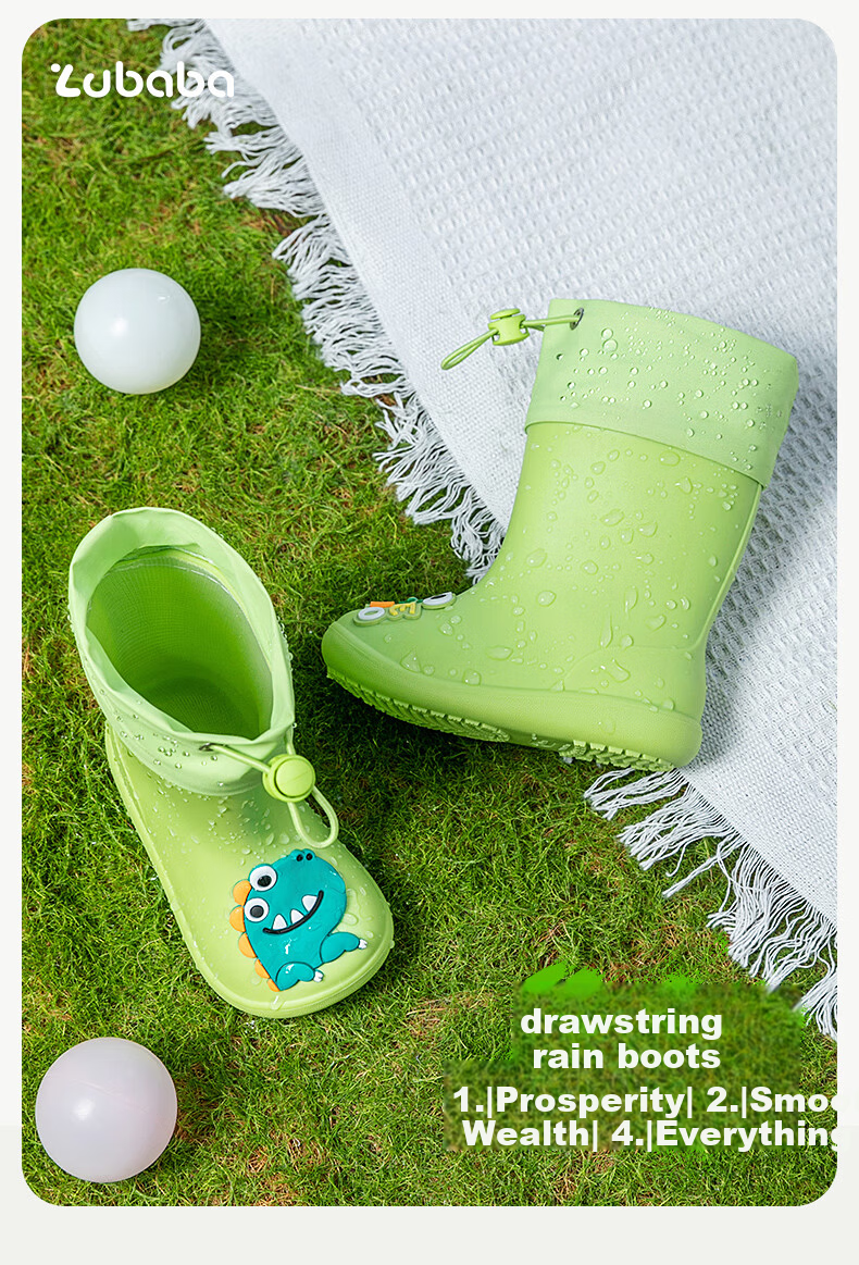 Zhubaba Children's Rain Boots Boys Non-Slip Waterproof Rain Shoes Girls Kindergarten School Water Shoes Blue Size 18 13