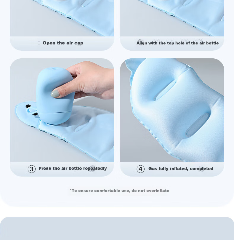 Etravel Inflatable U-Shaped Travel Mini Portable Neck Pillow with Storage Case Blue 5