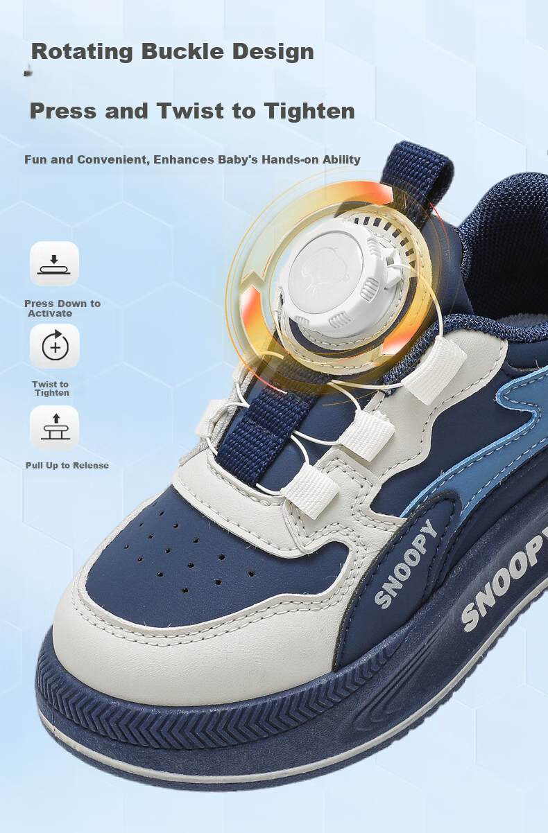 SNOOPY Kids Soft Sole Lightweight Sports Shoes 2026 Girls Versatile Casual Shoes Boys Shoes 0027 Blue Size 32 3