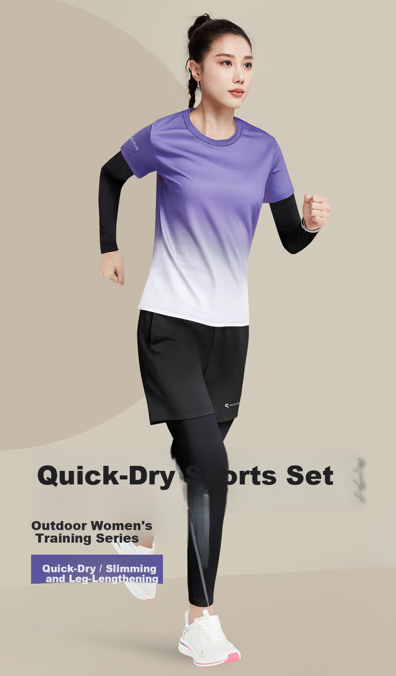 BURUITE Women's Sports Set Yoga Running Badminton Cycling Fitness Tight Training Slim Quick-Dry Apparel 1
