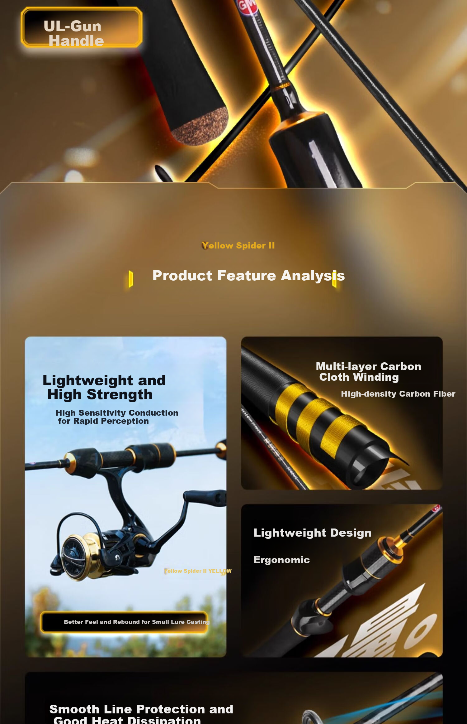 GW 1.8m Left-Handed Water Drop Reel Lure Set Yellow Spider 2nd Gen Makou Rod UL Tuning Micro Lure Fishing Rod 2