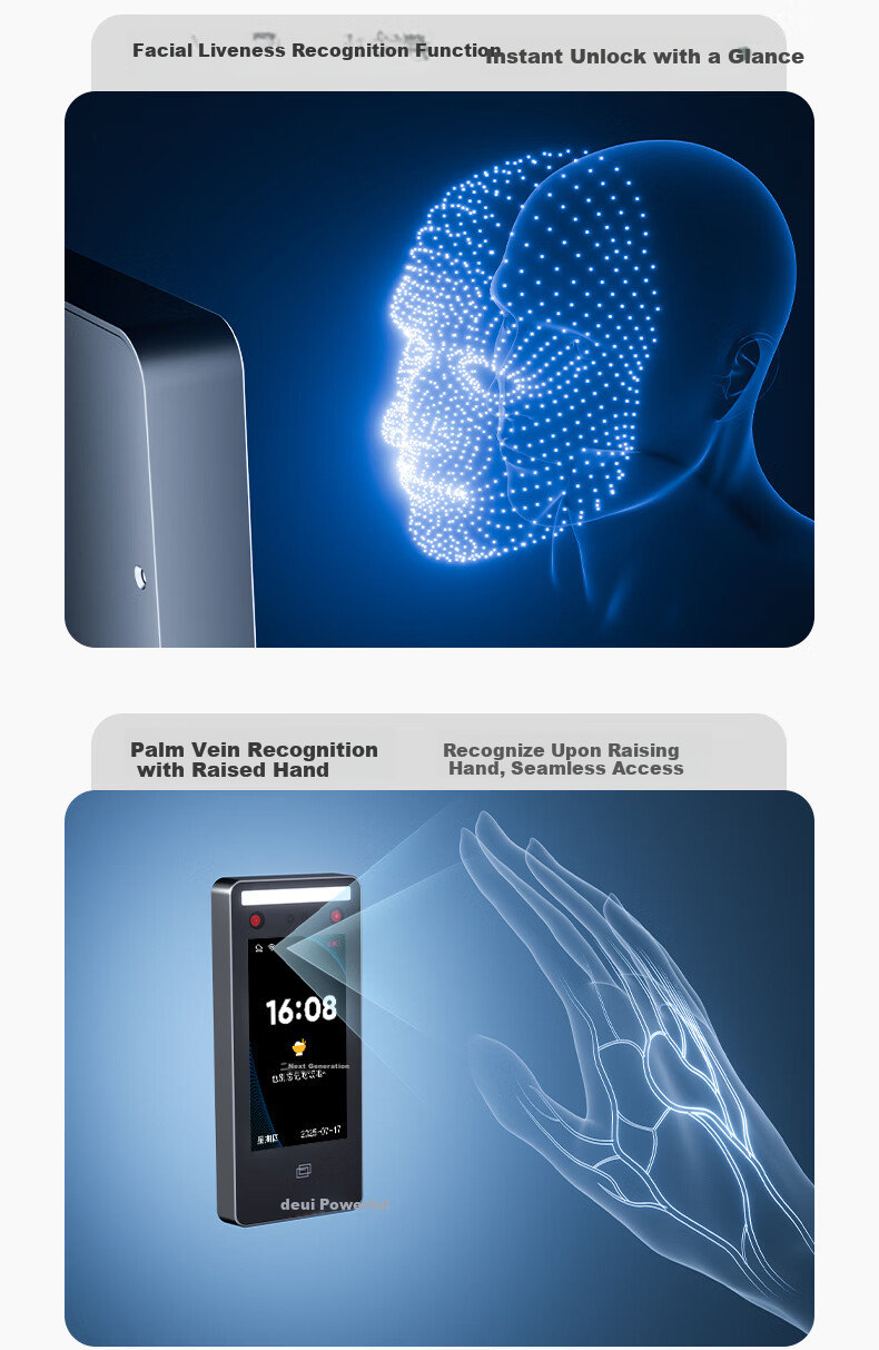 Deli Face Recognition Access Control All-in-One Machine Attendance Access Control Machine Facial and Palm Vein Recognition Building Access Control Enterprise Office Attendance Clocking Machine AC512 5
