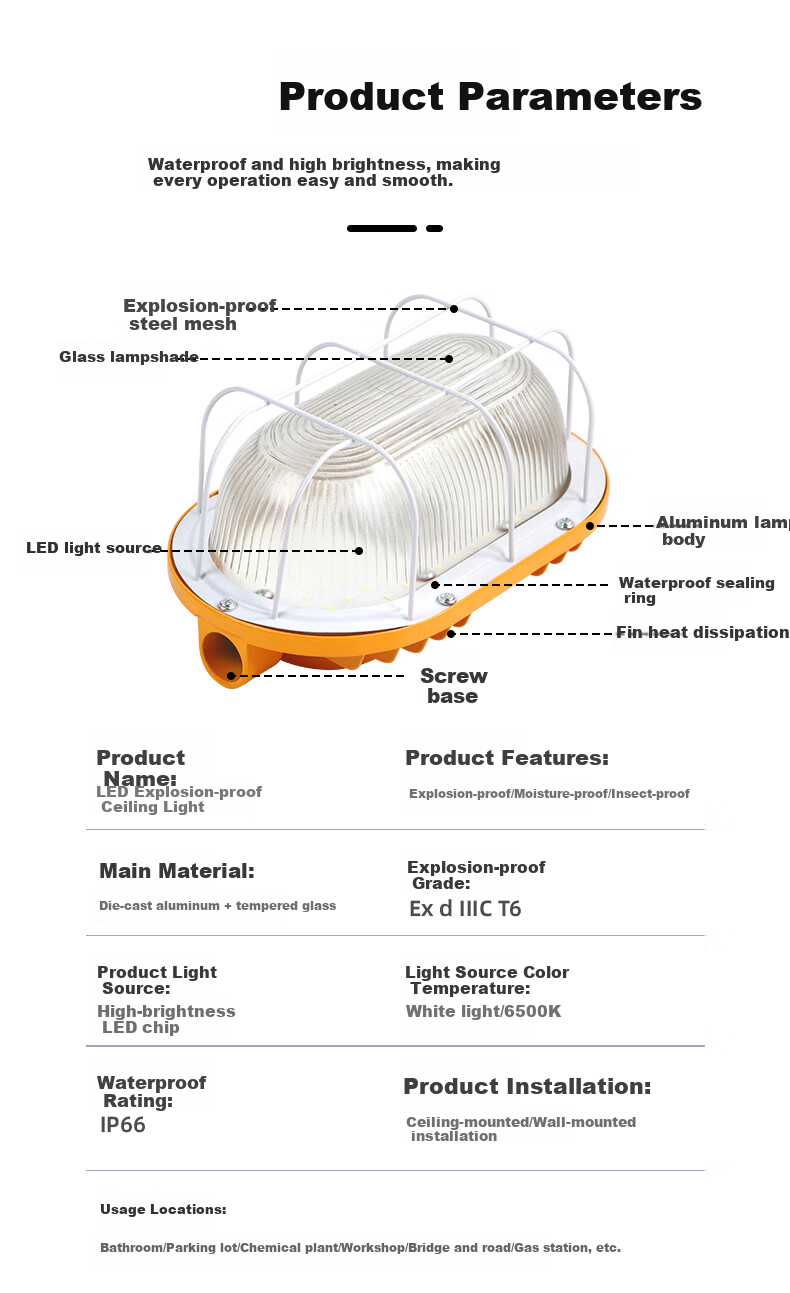 Shenfang LED Explosion-Proof Light Workshop Warehouse Explosion-Proof Lighting Industrial Factory Ship Chemical Enterprise Safety Light 50W 3