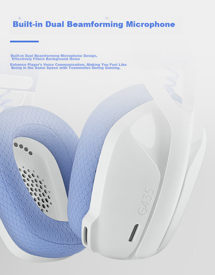 G G733 Wireless Over-Ear Gaming Headset, 7.1 Surround Sound Noise-Canceling Computer Gaming Headset with Microphone, RGB Lighting Effects, for LOL, PUBG FPS Sound Positioning, White 6