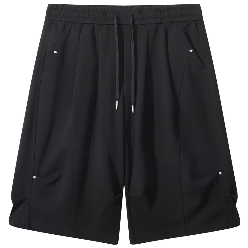 CABBEEN 285G Air Layer Men's Seven-Point Paratrooper Shorts with Studded Decoration Design 2026 Summer Knit Shorts