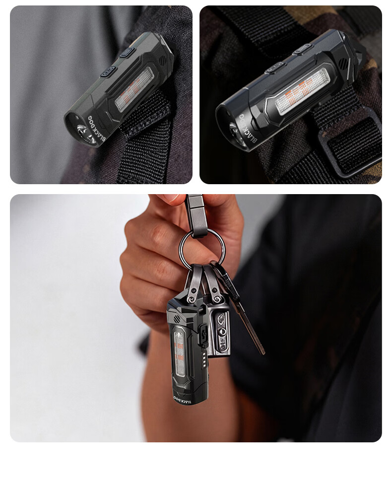 Black Dog Tactical Rechargeable Flashlight Lightweight Magnetic Clip Multi-Function Lighting 15