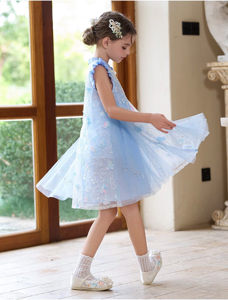 Disney Elsa Princess Dress Girls 2026 New Summer Children's Performance Costume New Chinese Style Qipao Hanfu Dress 12